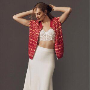 Anthropologie Maeve Tweed Zipper Sweater Vest/Tank XS $118 NWT